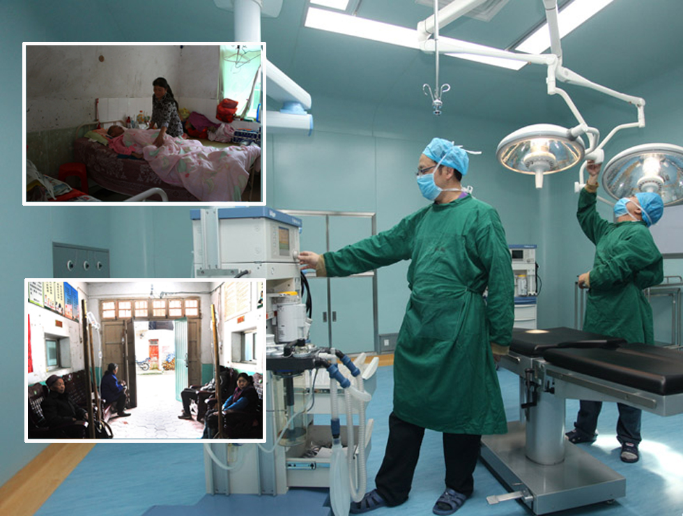 过去，卫生院病房破旧、空间狭小。如今，新投入使用的宁都县人民医院手术室。