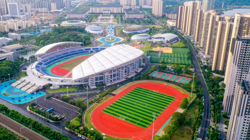 航拍完成改造升級的九江市體育中心。鮑贛生 攝
