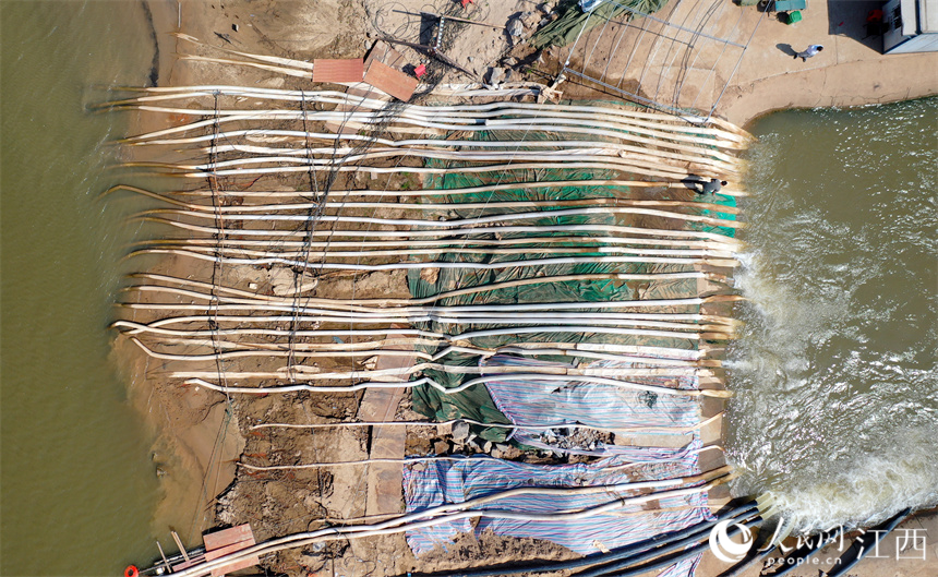 赣江畔的电排站正在引水抗旱保稻田。 人民网 时雨摄
