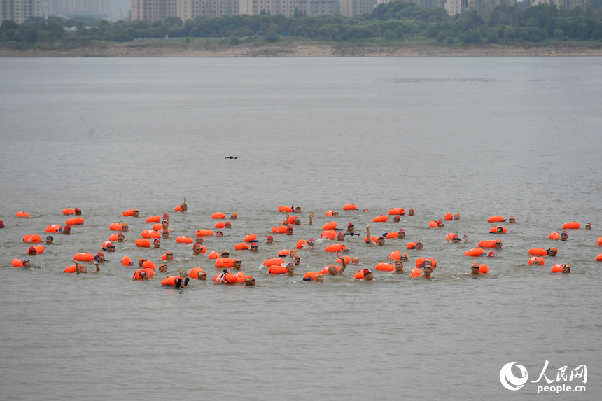 南昌市举行千人横渡赣江活动。图为活动现场。 人民网记者 时雨摄