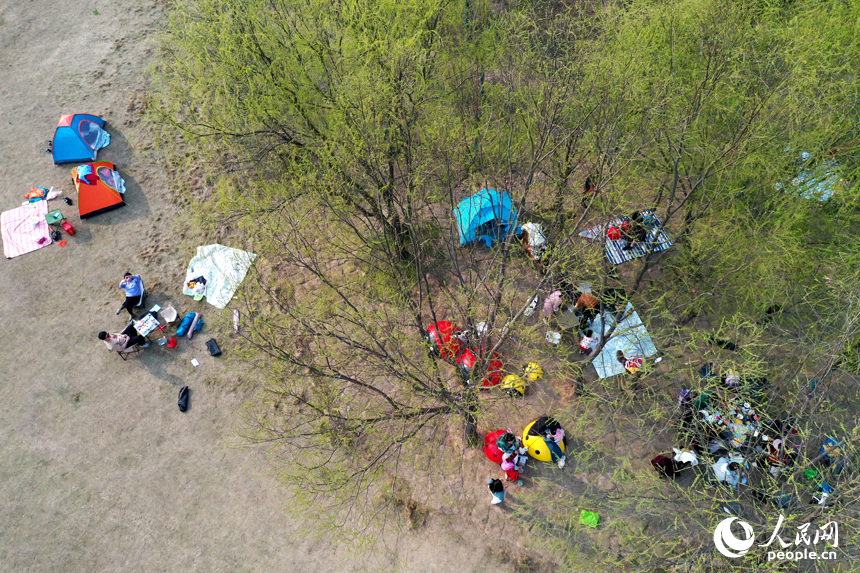 赣江市民公园草木吐绿、春意盎然，人们在公园内享受温暖的阳光，感受春天的气息。 人民网记者 时雨摄