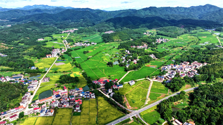 俯瞰江西省赣州市全南县陂头镇正河村的生态画卷。尹其奇摄
