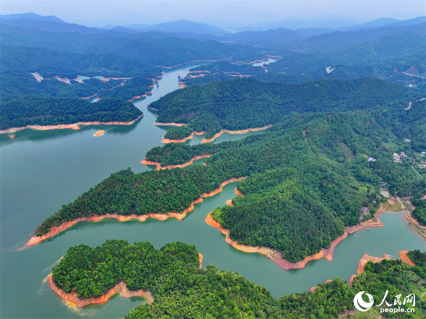 赣州市崇义县阳明湖国家湿地公园内的赣南树木园，林木葱郁，水源充沛，风光旖旎。人民网 朱海鹏摄