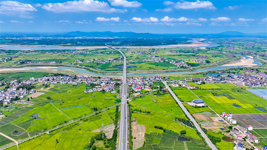 江西省抚州市临川区罗湖镇良溪村一带的田园景色。郭昊摄