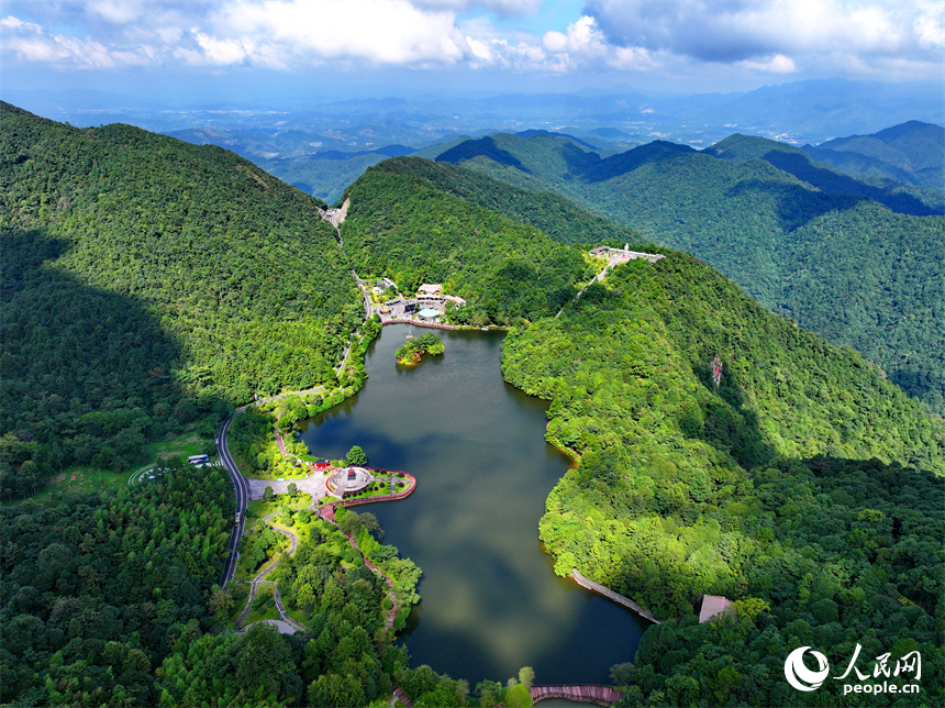 許多游客在安遠縣三百山景區玻璃棧道游玩。人民網 朱海鵬攝