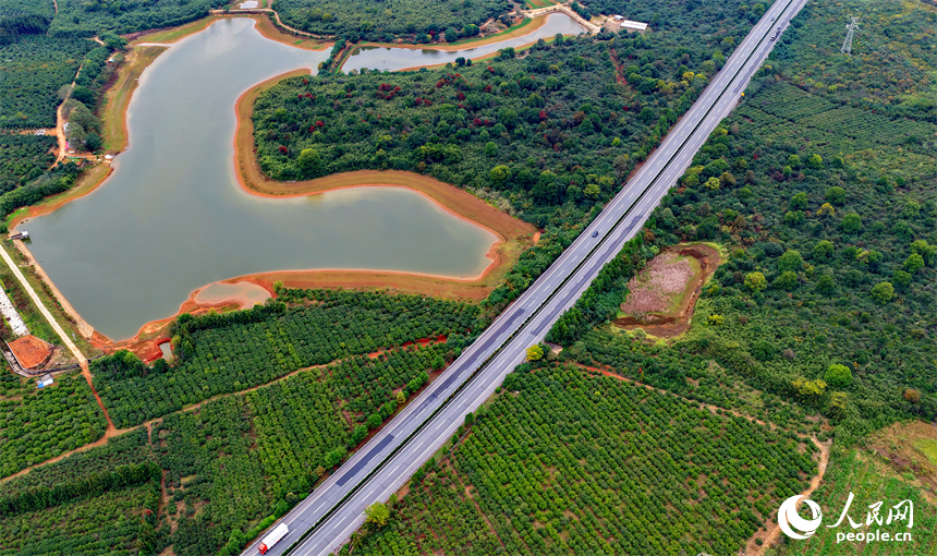 樟树市观上镇一带，公路、铁路纵横交错，广袤田园与青山绿树交相辉映，冬日风景宜人。人民网 朱海鹏摄