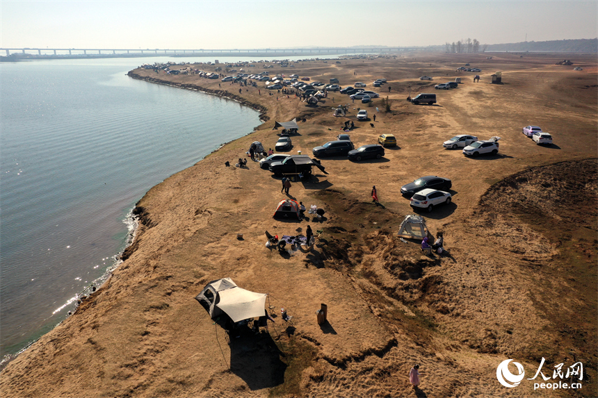 冬日暖阳下，马咀山生态公园迎来众多开车露营休闲的市民游客。人民网记者 时雨摄