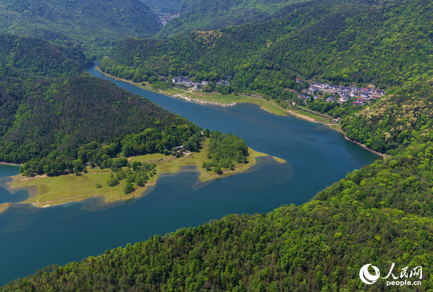 5月1日，靖安縣三爪侖國家森林公園，山青、水淨、岸綠，一幅生態畫卷徐徐展開。人民網記者 毛思遠攝